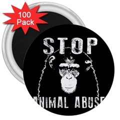 Stop Animal Abuse - Chimpanzee  3  Magnets (100 Pack) by Valentinaart