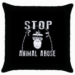 Stop Animal Abuse - Chimpanzee  Throw Pillow Case (black) by Valentinaart