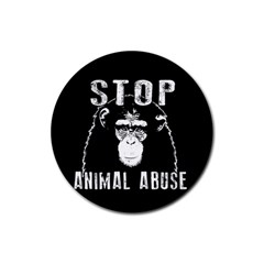 Stop Animal Abuse - Chimpanzee  Rubber Round Coaster (4 Pack)  by Valentinaart