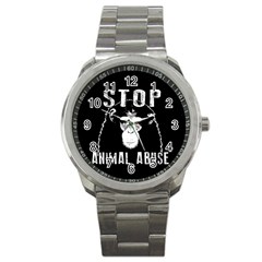 Stop Animal Abuse - Chimpanzee  Sport Metal Watch by Valentinaart