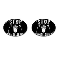 Stop Animal Abuse - Chimpanzee  Cufflinks (oval) by Valentinaart