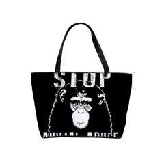 Stop Animal Abuse - Chimpanzee  Shoulder Handbags by Valentinaart