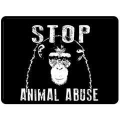 Stop Animal Abuse - Chimpanzee  Fleece Blanket (large)  by Valentinaart