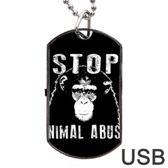 Stop Animal Abuse - Chimpanzee  Dog Tag Usb Flash (one Side) by Valentinaart