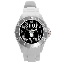 Stop Animal Abuse - Chimpanzee  Round Plastic Sport Watch (l) by Valentinaart