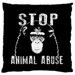 Stop Animal Abuse - Chimpanzee  Large Cushion Case (One Side) Front