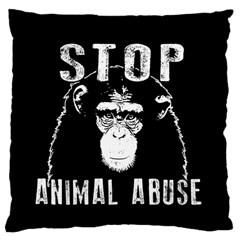 Stop Animal Abuse - Chimpanzee  Large Cushion Case (two Sides) by Valentinaart