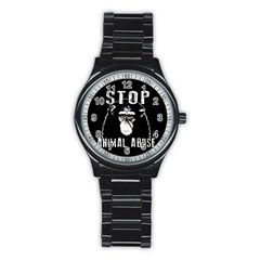 Stop Animal Abuse - Chimpanzee  Stainless Steel Round Watch by Valentinaart