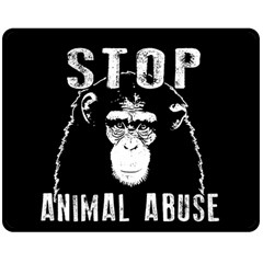 Stop Animal Abuse - Chimpanzee  Double Sided Fleece Blanket (medium)  by Valentinaart