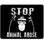 Stop Animal Abuse - Chimpanzee  Double Sided Fleece Blanket (Medium)  58.8 x47.4  Blanket Front