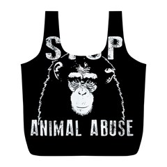 Stop Animal Abuse - Chimpanzee  Full Print Recycle Bags (l)  by Valentinaart