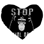 Stop Animal Abuse - Chimpanzee  Large 19  Premium Flano Heart Shape Cushions Front