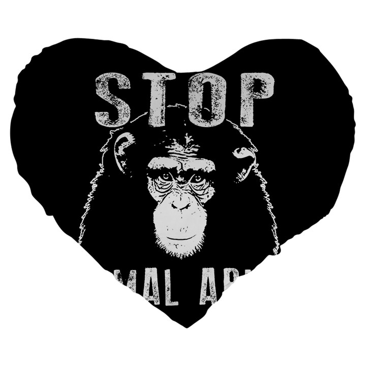 Stop Animal Abuse - Chimpanzee  Large 19  Premium Flano Heart Shape Cushions