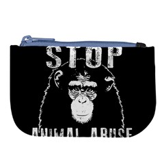 Stop Animal Abuse - Chimpanzee  Large Coin Purse by Valentinaart