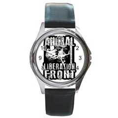 Animal Liberation Front - Chimpanzee  Round Metal Watch by Valentinaart