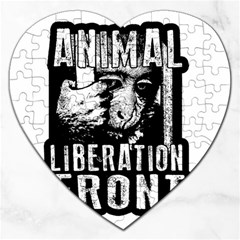 Animal Liberation Front - Chimpanzee  Jigsaw Puzzle (heart) by Valentinaart