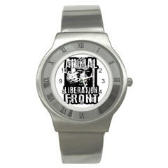 Animal Liberation Front - Chimpanzee  Stainless Steel Watch by Valentinaart