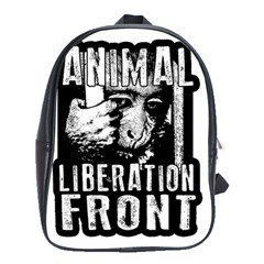 Animal Liberation Front - Chimpanzee  School Bag (large) by Valentinaart