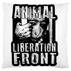 Animal Liberation Front - Chimpanzee  Large Cushion Case (two Sides) by Valentinaart