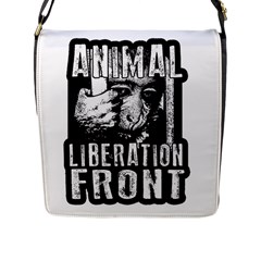 Animal Liberation Front - Chimpanzee  Flap Messenger Bag (l)  by Valentinaart