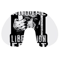 Animal Liberation Front - Chimpanzee  Travel Neck Pillows by Valentinaart