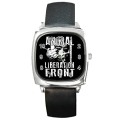 Animal Liberation Front - Chimpanzee  Square Metal Watch by Valentinaart