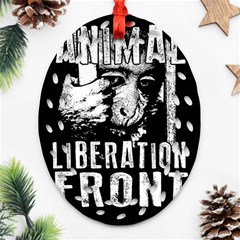 Animal Liberation Front - Chimpanzee  Ornament (oval Filigree) by Valentinaart