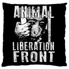 Animal Liberation Front - Chimpanzee  Large Cushion Case (two Sides) by Valentinaart