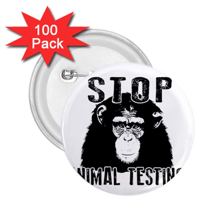 Stop Animal Testing - Chimpanzee  2.25  Buttons (100 pack) 