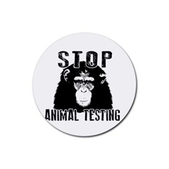 Stop Animal Testing - Chimpanzee  Rubber Coaster (round)  by Valentinaart