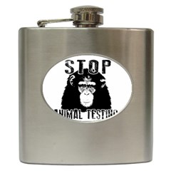 Stop Animal Testing - Chimpanzee  Hip Flask (6 Oz) by Valentinaart