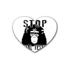 Stop Animal Testing - Chimpanzee  Heart Coaster (4 Pack)  by Valentinaart