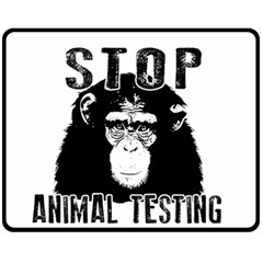 Stop Animal Testing - Chimpanzee  Fleece Blanket (medium)  by Valentinaart