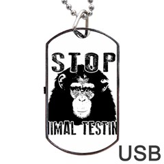 Stop Animal Testing - Chimpanzee  Dog Tag Usb Flash (one Side) by Valentinaart