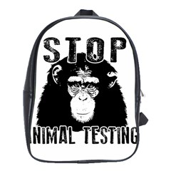 Stop Animal Testing - Chimpanzee  School Bag (xl) by Valentinaart