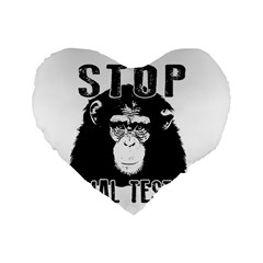 Stop Animal Testing - Chimpanzee  Standard 16  Premium Heart Shape Cushions by Valentinaart