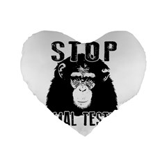 Stop Animal Testing - Chimpanzee  Standard 16  Premium Flano Heart Shape Cushions by Valentinaart