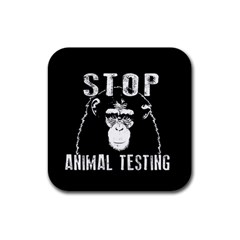 Stop Animal Testing - Chimpanzee  Rubber Coaster (square)  by Valentinaart