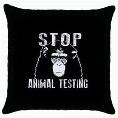 Stop Animal Testing - Chimpanzee  Throw Pillow Case (black) by Valentinaart