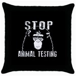 Stop Animal Testing - Chimpanzee  Throw Pillow Case (Black) Front