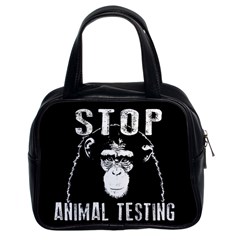 Stop Animal Testing - Chimpanzee  Classic Handbags (2 Sides) by Valentinaart