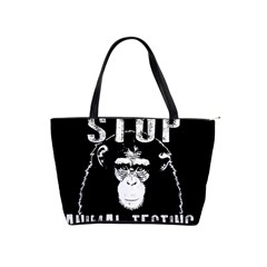 Stop Animal Testing - Chimpanzee  Shoulder Handbags by Valentinaart