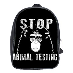 Stop Animal Testing - Chimpanzee  School Bag (large) by Valentinaart