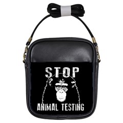 Stop Animal Testing - Chimpanzee  Girls Sling Bags by Valentinaart