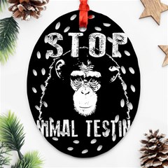 Stop Animal Testing - Chimpanzee  Oval Filigree Ornament (two Sides) by Valentinaart