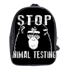 Stop Animal Testing - Chimpanzee  School Bag (xl) by Valentinaart