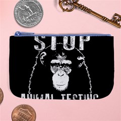 Stop Animal Testing - Chimpanzee  Large Coin Purse by Valentinaart