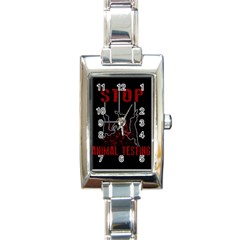 Stop Animal Testing - Rabbits  Rectangle Italian Charm Watch by Valentinaart