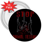 Stop Animal Testing - Rabbits  3  Buttons (10 pack)  Front