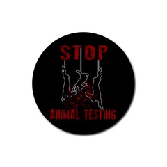 Stop Animal Testing - Rabbits  Rubber Coaster (round)  by Valentinaart